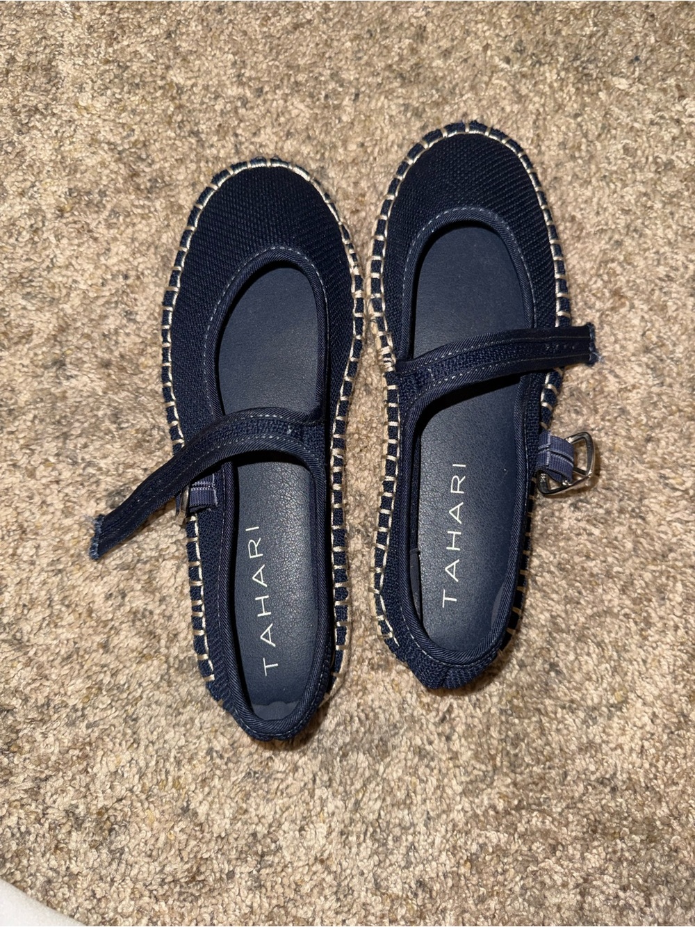 Tahari Navy Mary Jane Espadrille Flats - Picture 1 of 3